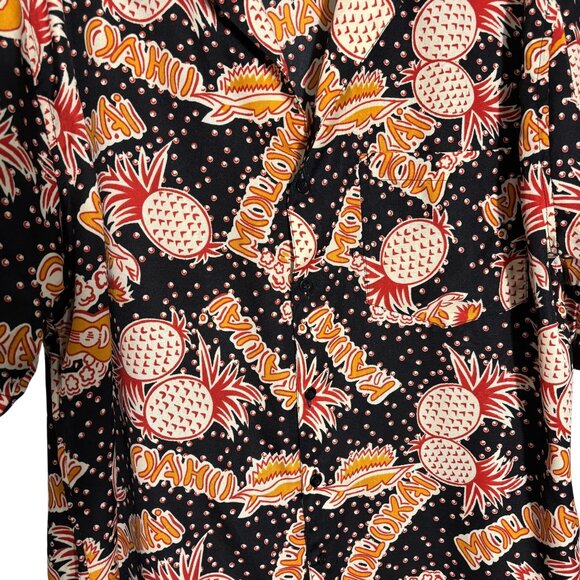 Vintage On Shore XL Hawaiian Pineapple Print Button-Up Shirt - Picture 3 of 10
